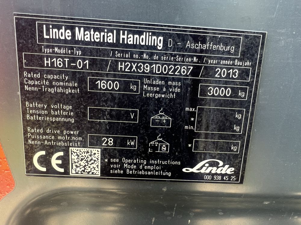 Wózek Linde H 16 2013r netto