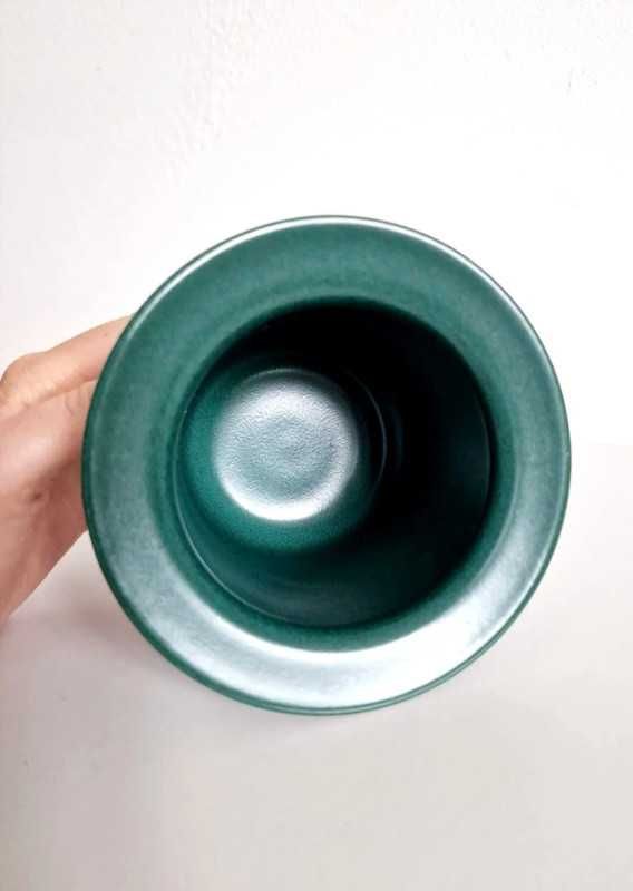 Dwa vintage szwedzkie zielone pojemniki Hoganas Keramik Iittala