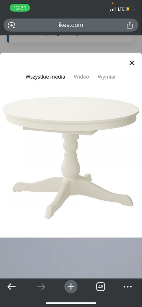 Stół okrągły IKEA biały rozkładany