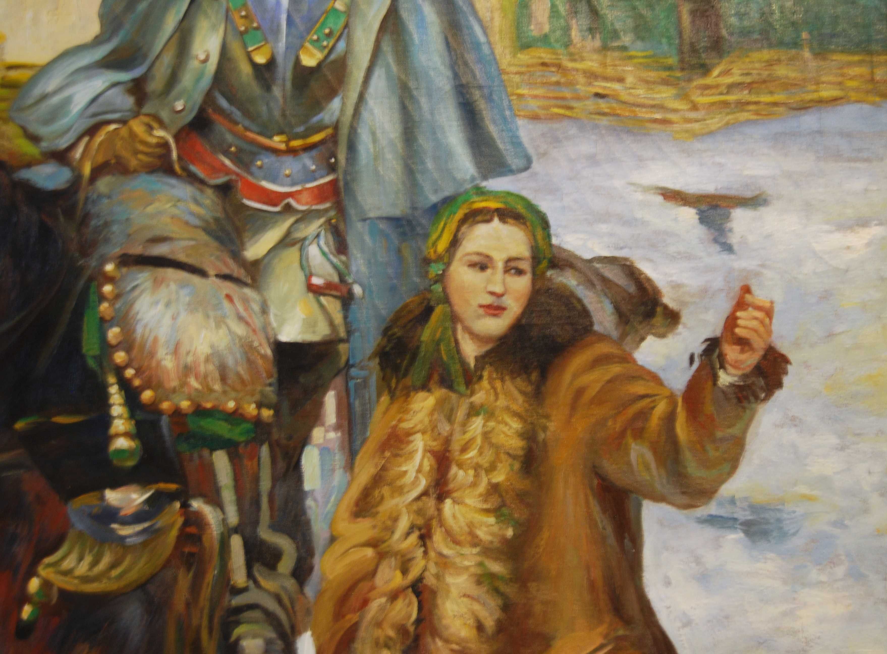 Obraz „Ranny kirasjer i dziewczyna” wg Wojciecha Kossaka olej