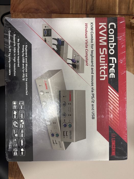 KVM 4 entradas VGA, teclado e rato