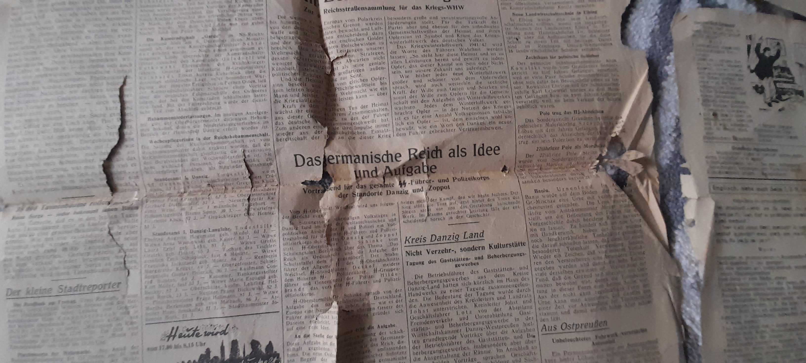 gazety Niemcy, wojenne II WS, III rzesza, propaganda, poniszczone