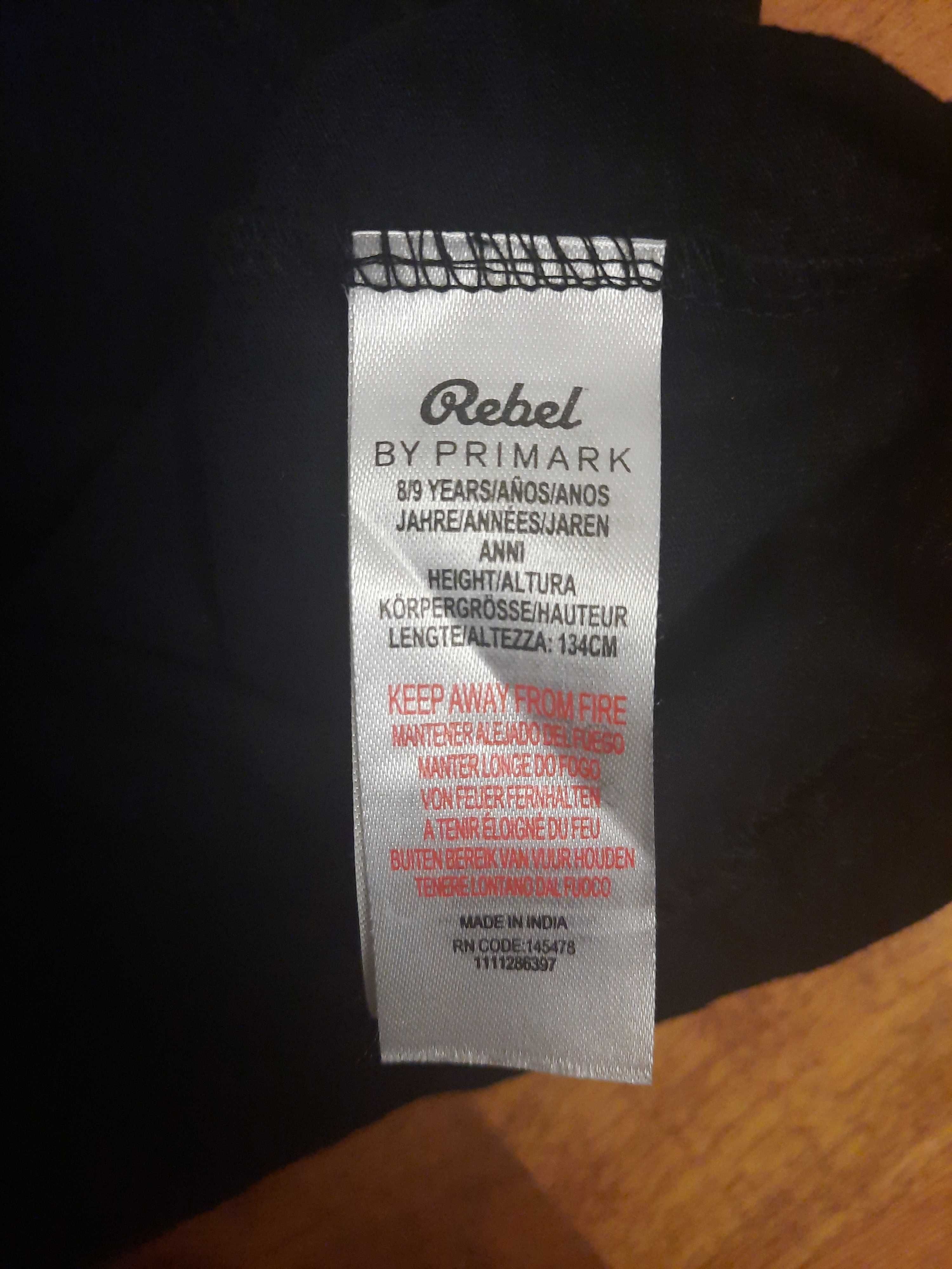 Bawełniana czarna koszulka tshirt Awesome Rebel Primark 134cm 8 9 lat