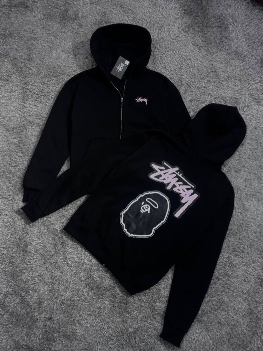 Zip hoodie stussy bape зип худи стуси бейп