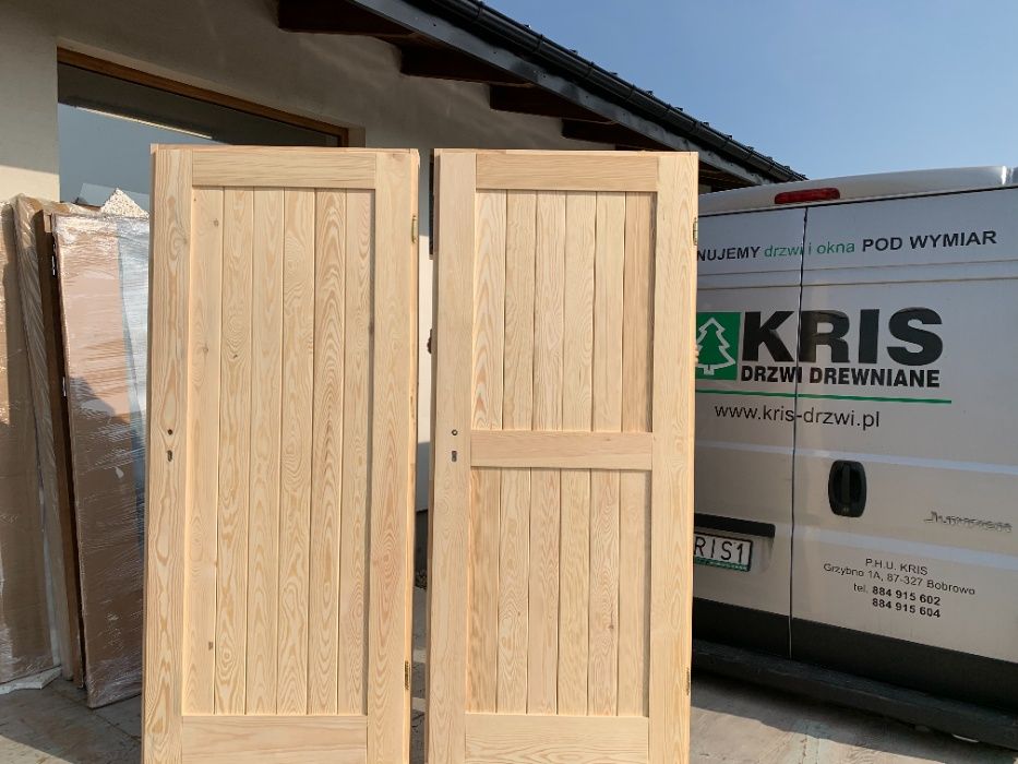Drzwi drewniane sosnowe lite 100% z oscieżnicą pełne wiejskie OD RĘKI