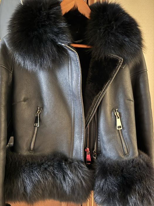 Натуральна укорочена шкіряна дублянка Fendi S