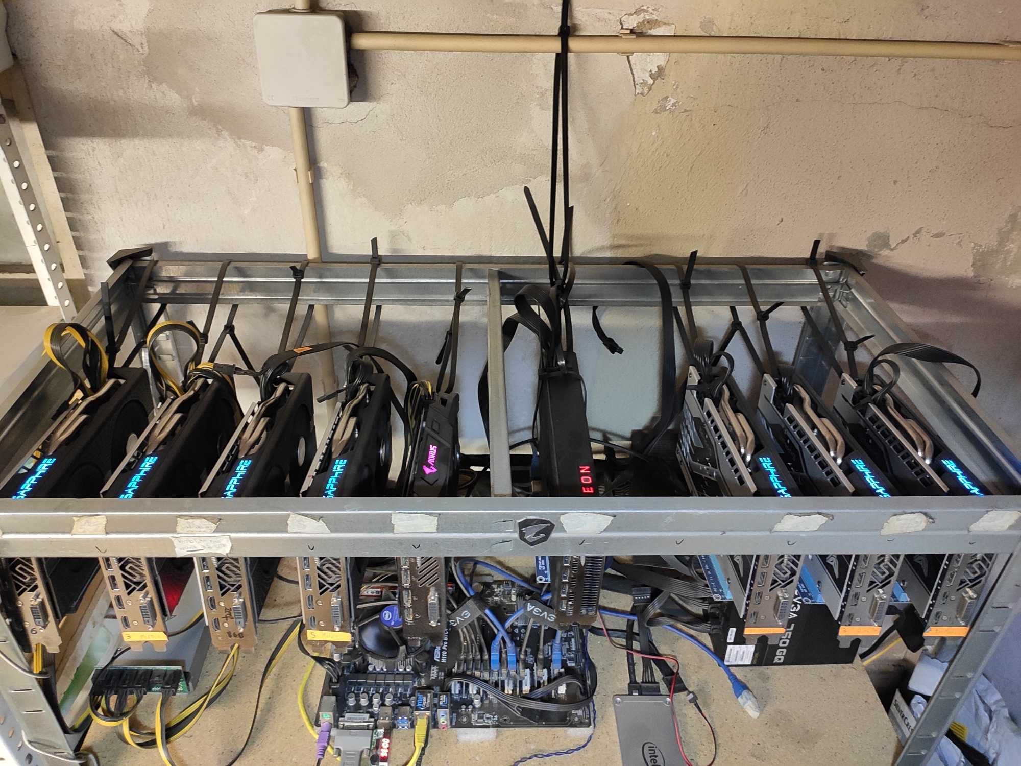Rig de mineração | Mining rig | AMD RX580 Nitro+ e Vega 56