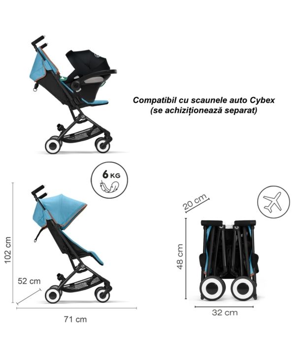Carrinho CYBEX LIBELLE ultra compacto 0m a 4A ótimo para viagens