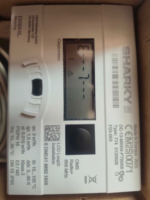 CIEPŁOMIERZ ultradźw. DN15 DIEHL Sharky 774; RADIO; Nowy