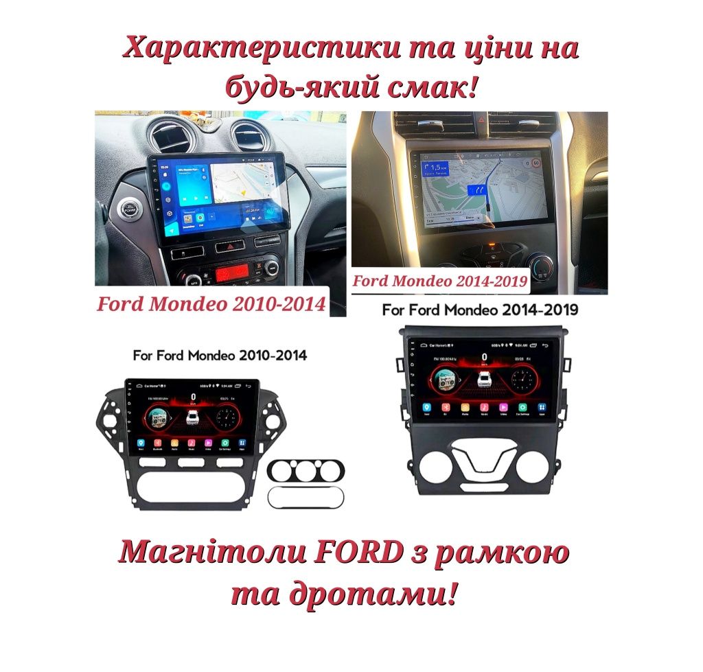 Магнитола Android Ford Fiesta, Focus, Fusion, C-Max, Escape, Mondeo