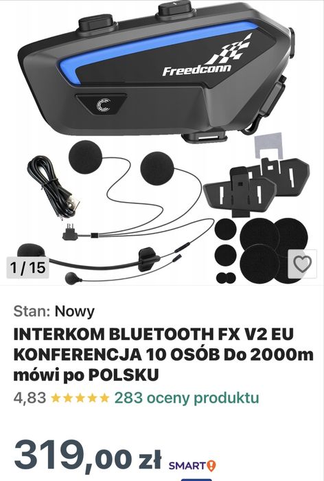 Kask szczękowy Caberg Duke II white metal rozmiar M plus intercom