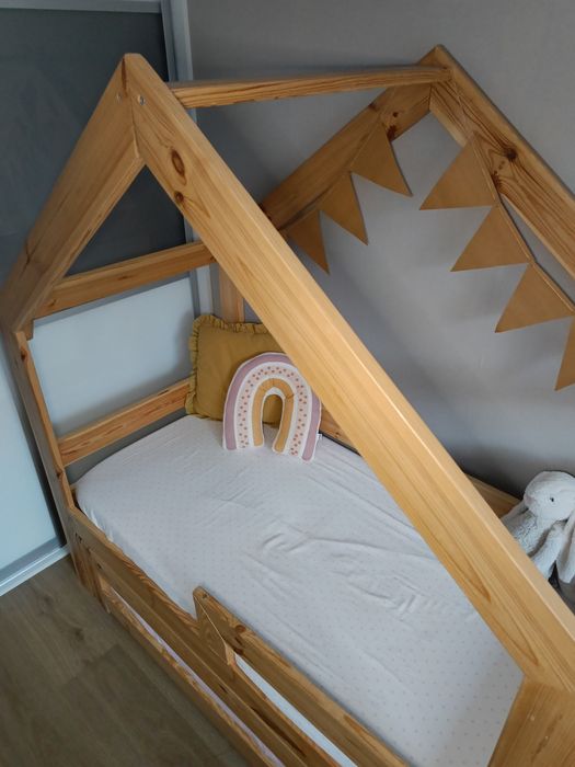 Łóżko łóżeczko dla rodzeństwa dzieci rok po roku podwójne drewno