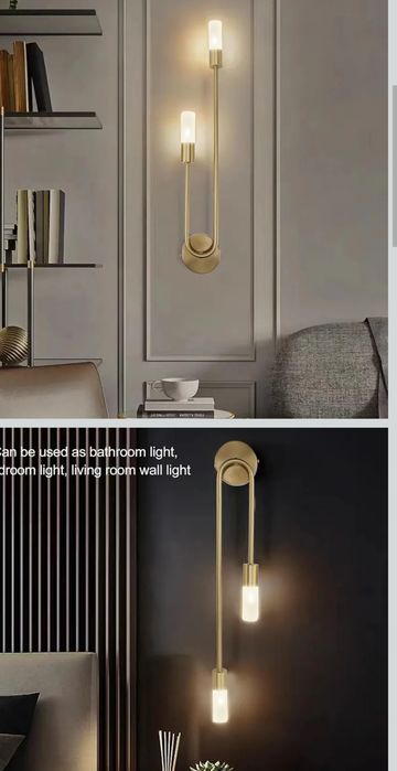 Klinkiet ścienny złoty na 2 żarówki LED – elegancja i funkcjonalność