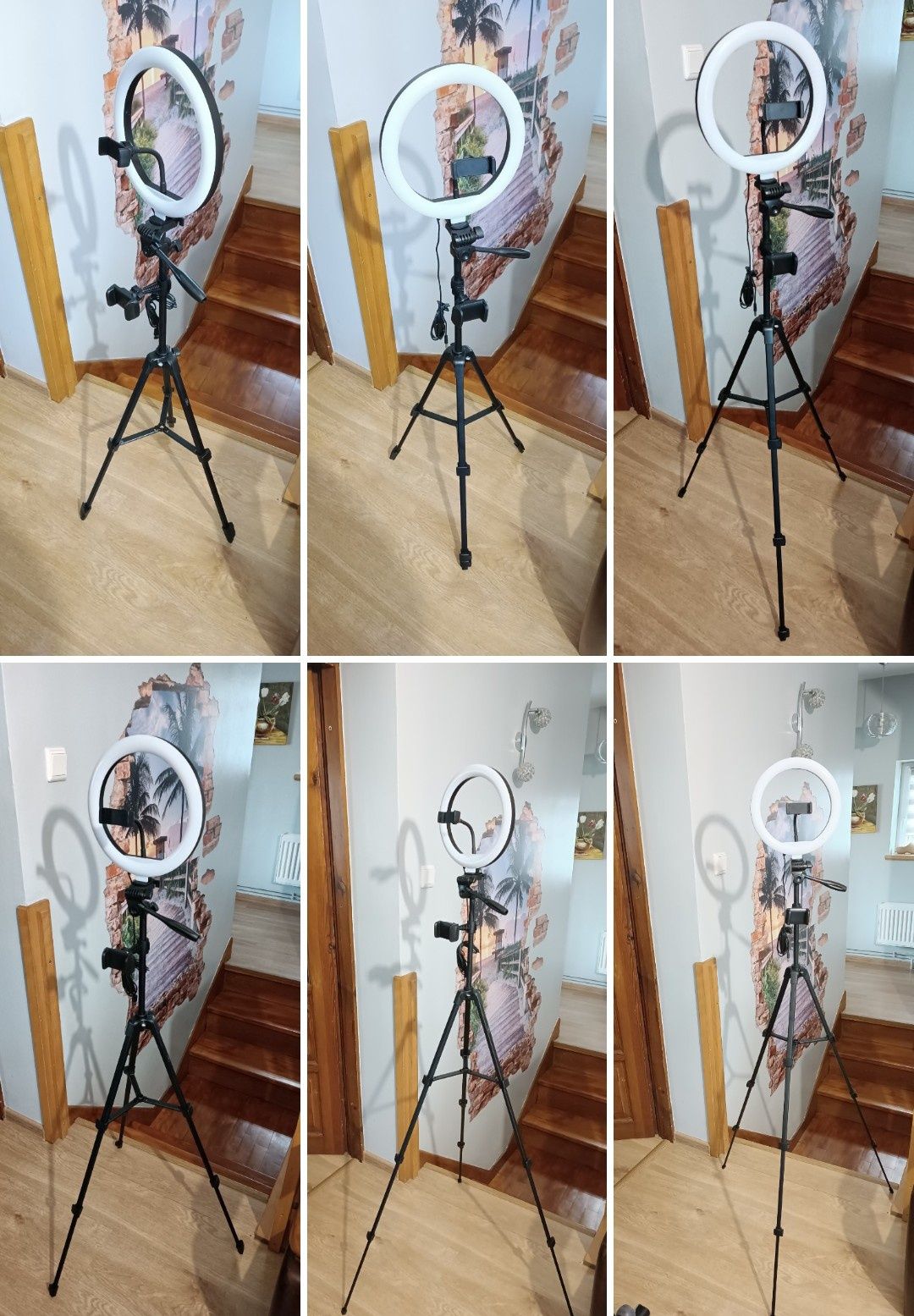 lampa pierścieniowa LED ze stojakiem i uchwytami doMakijażu transmisji