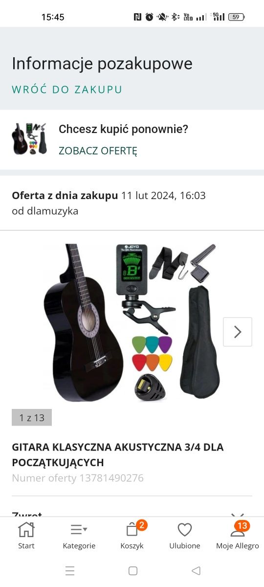 Gitara klasyczna 3/4