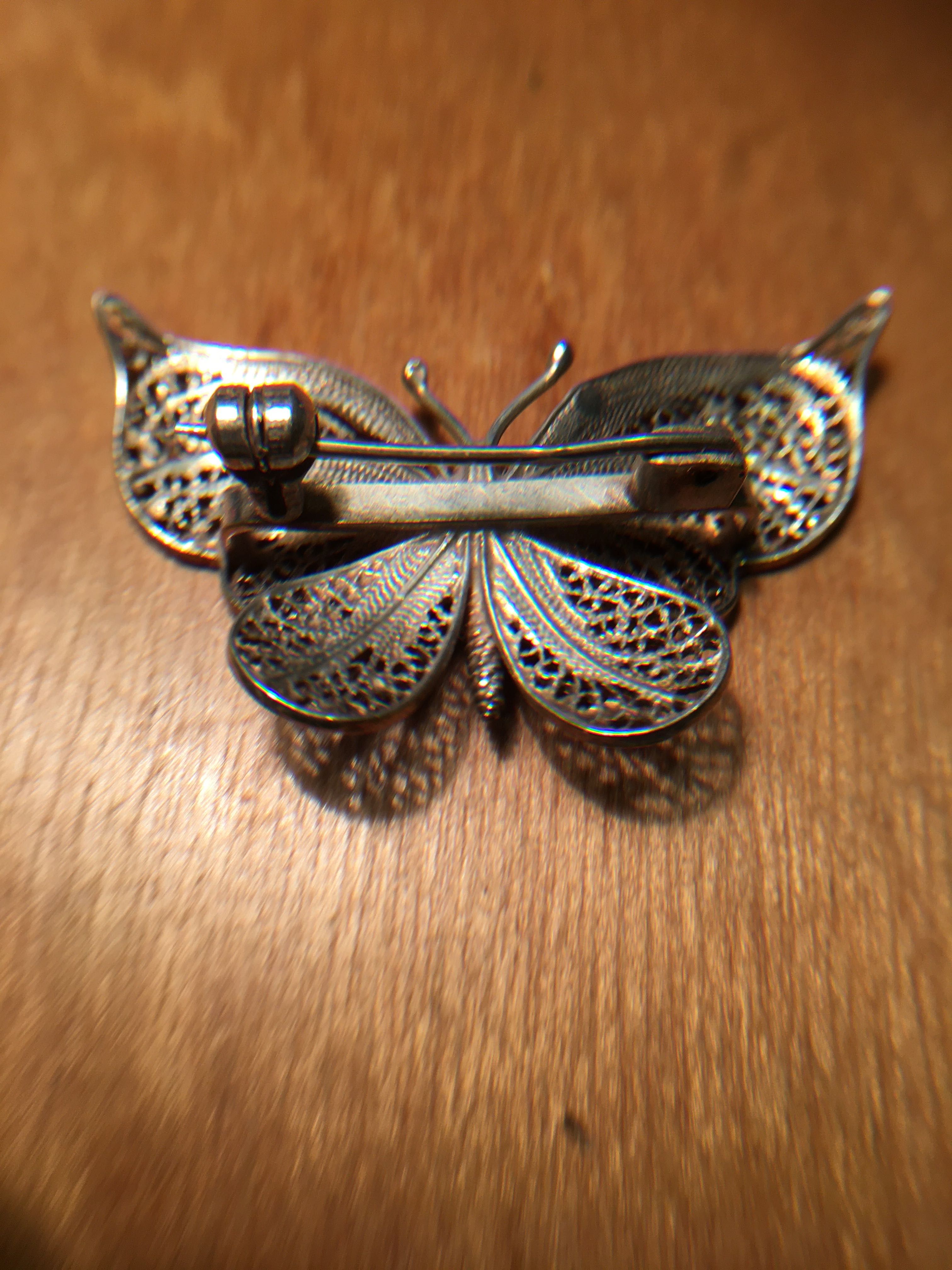PRATA ÁGUIA 835 - borboleta em filigrana - 4 x 2,5 cm/s