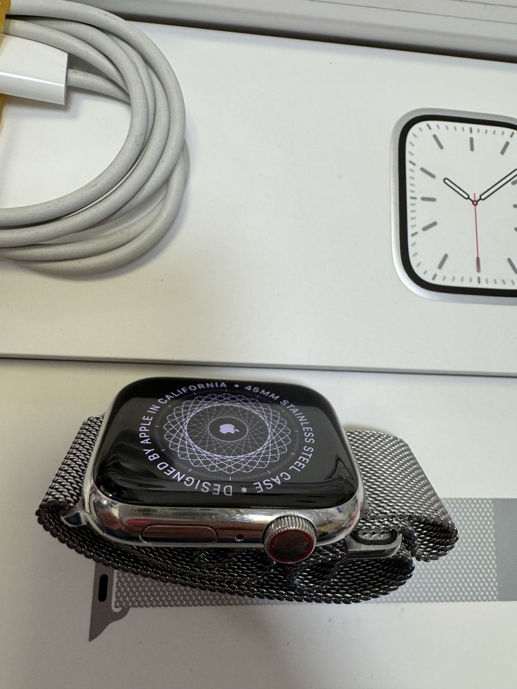 Apple Watch Series 7 GPS + Cellular LTE 45mm stal nierdzewna A2478
