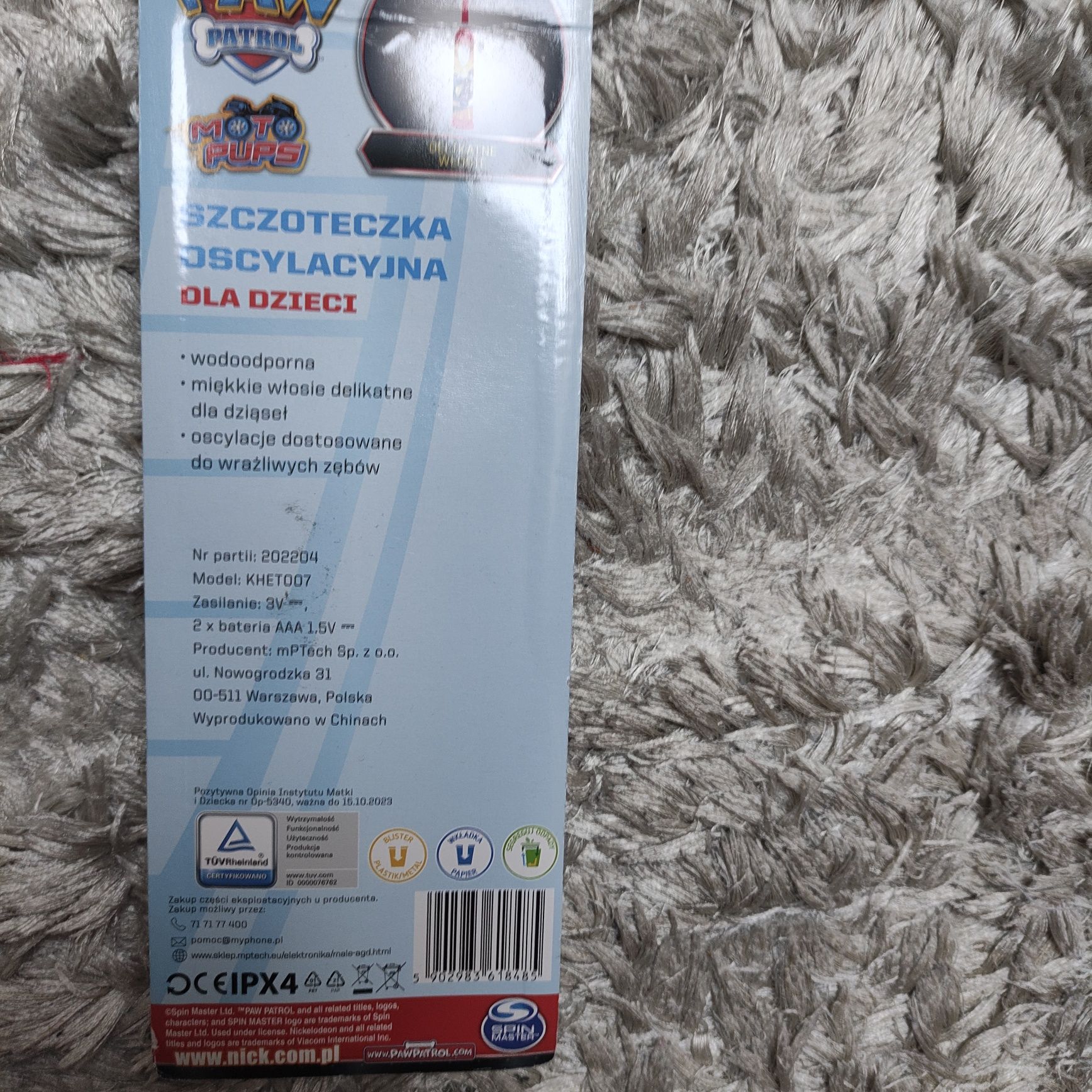 SZCZOTECZKA PSI PATROL  3 końcówki dla dzieci Chase