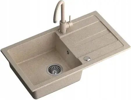 Раковина з краном Clear Max Beżowy + Bateria