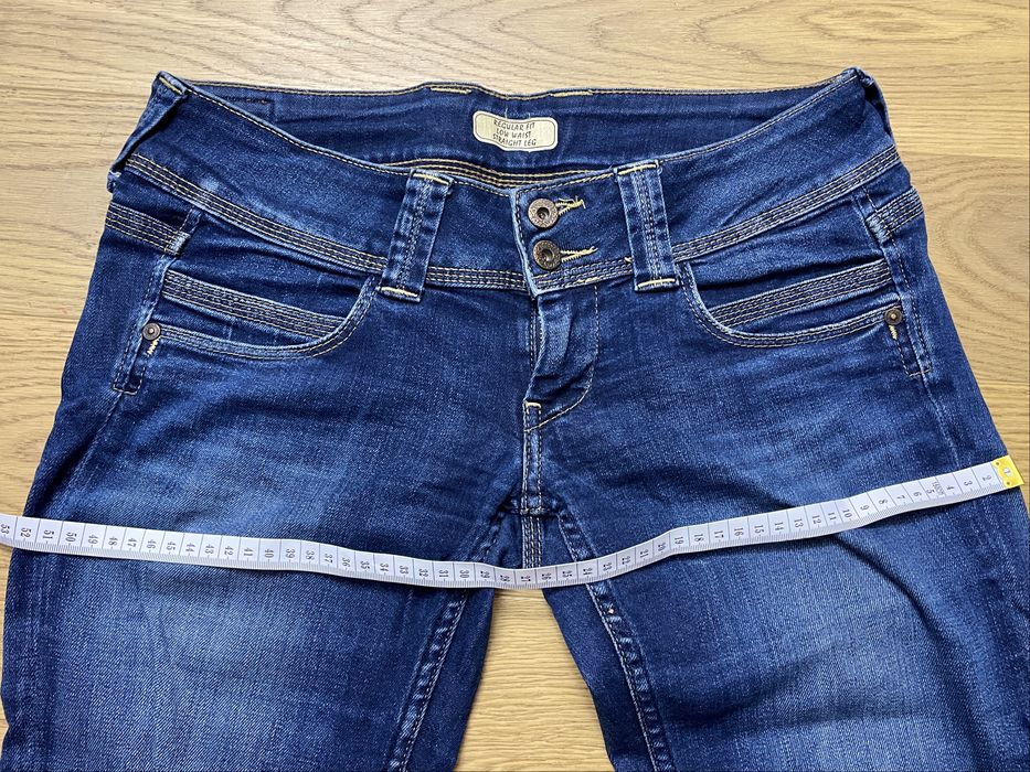 Pepe Jeans London Venus W28/L30 granatowe niski stan prosta nogawka