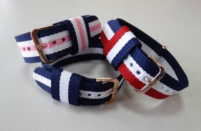 Pasek NATO nylonowy 18mm do zegarka Daniel Wellington złote klamry