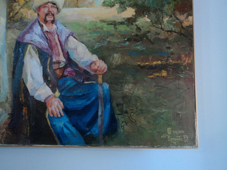 "Kozak pobliżu domu" 70.50 cm pl. Oil Władimir  Shandyba