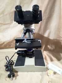 Mikroskop PZO Studar biologiczny dwuoczny głowica 400x 500x okulary