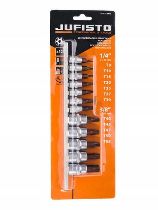 Zestaw nasadek TORX z otworem 12szt. JUFISTO