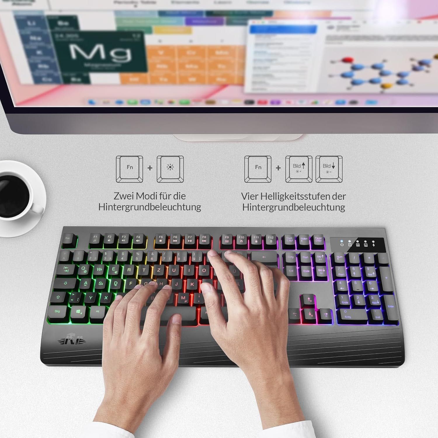 Bezprzewodowa podświetlana klawiatura Rii Gaming
