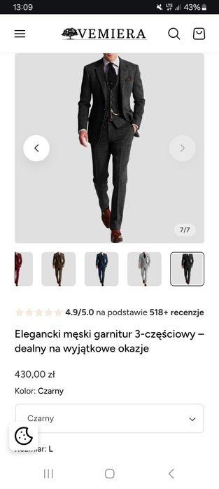 Garnitur męski rozmiar L