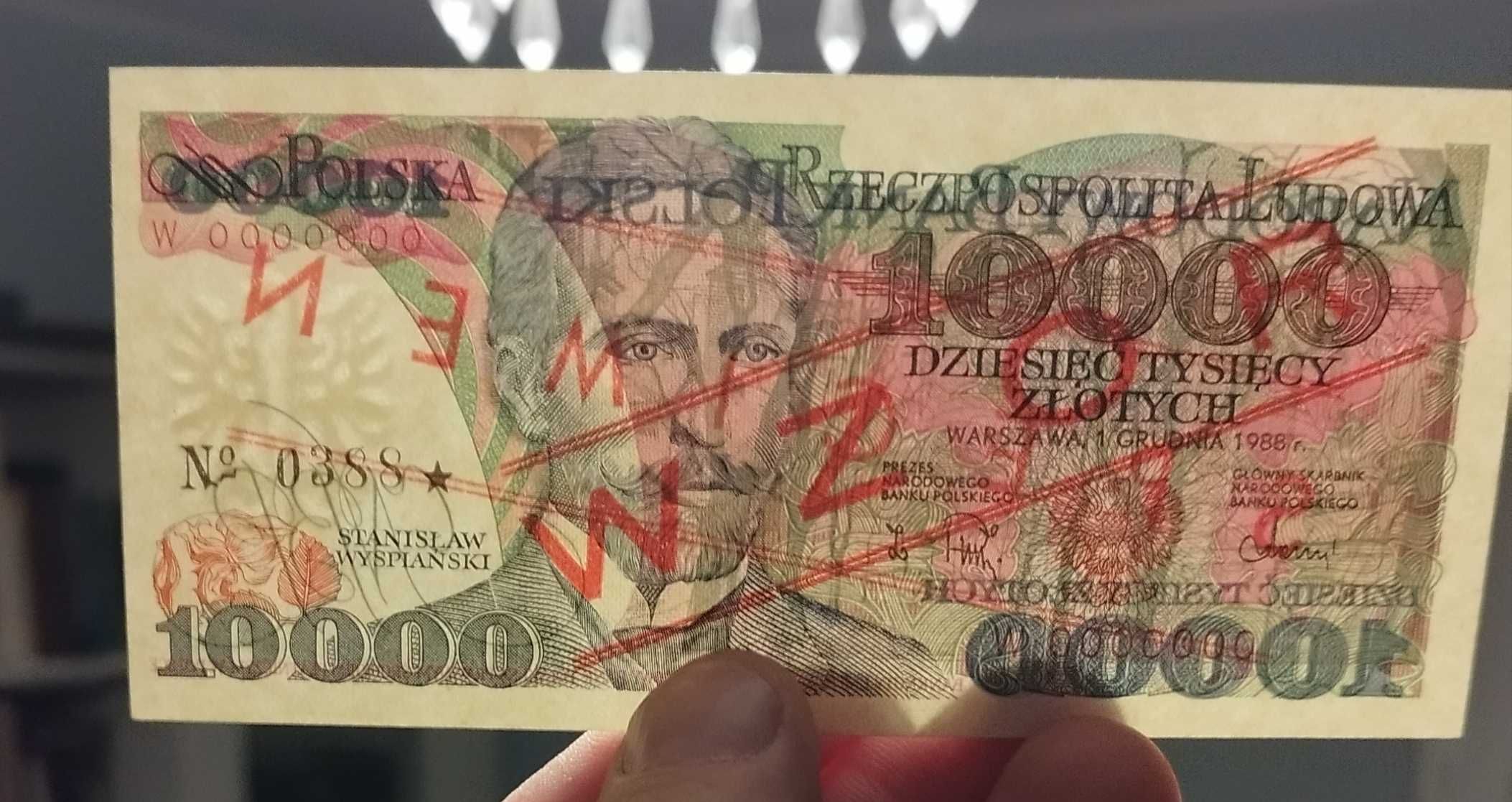 Banknot 10000zł PRL z 1988r Wyspiański wzór speciman UNC