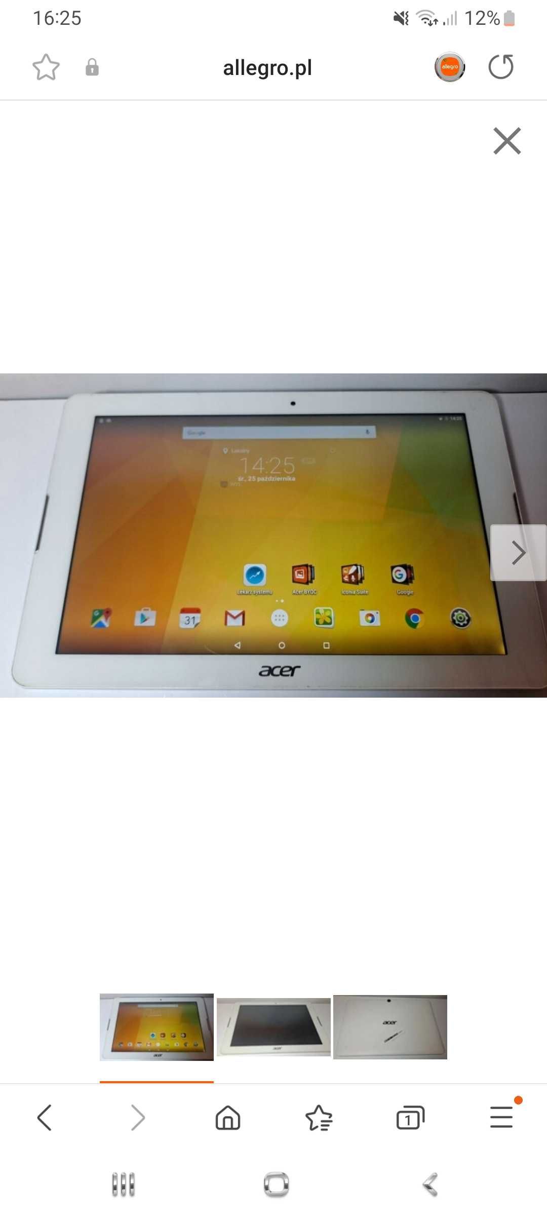 Tablet  Acer na sprzedaż