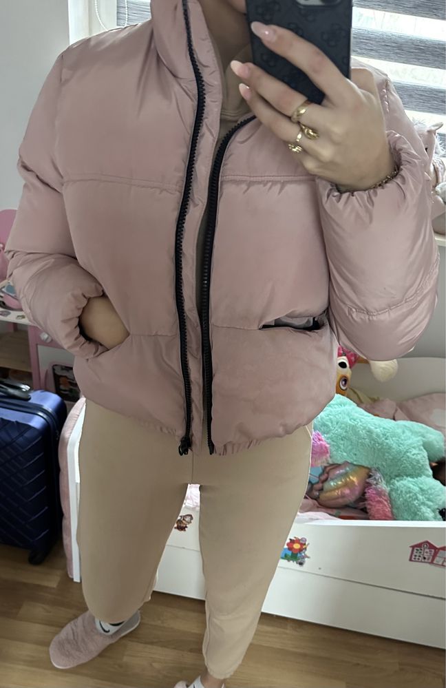 Kurtka puffer rozowa H&M S