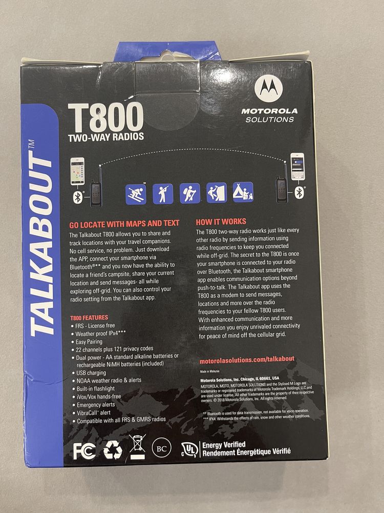 Motorola Talkabout T800 Two-Way Radios - Blue/Black