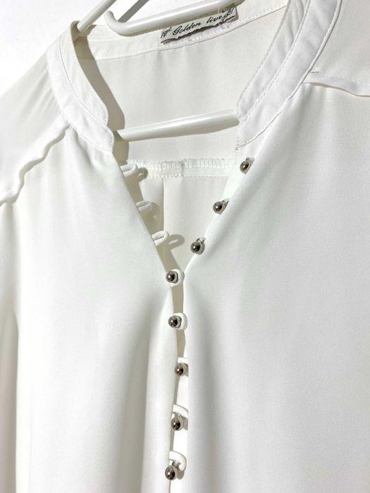 biała lejąca koszula S M elegancka do pracy biura luźna oversize basic