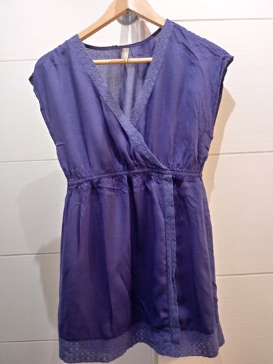 niebieska fioletowa bluzka tunika z zakładką S