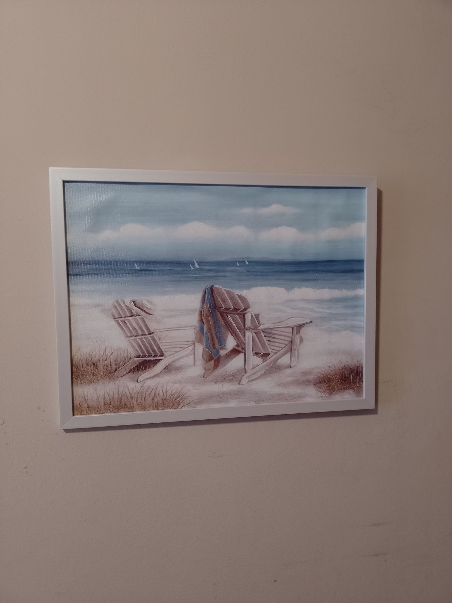 Obraz morski pejzaż morze mewy dekoracja do salonu w ramie 42x32cm