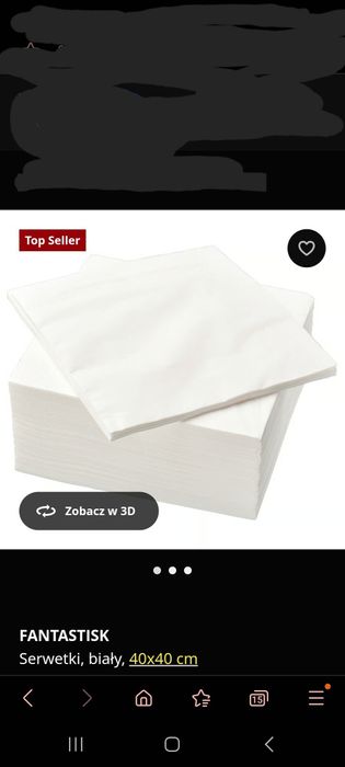 Serwetki białe 40x40 ikea fantastisk 100szt.