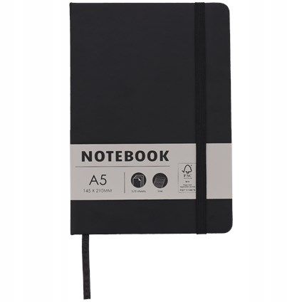 Notebook Notatnik A5 Czarny Z Gumką 120 Str.