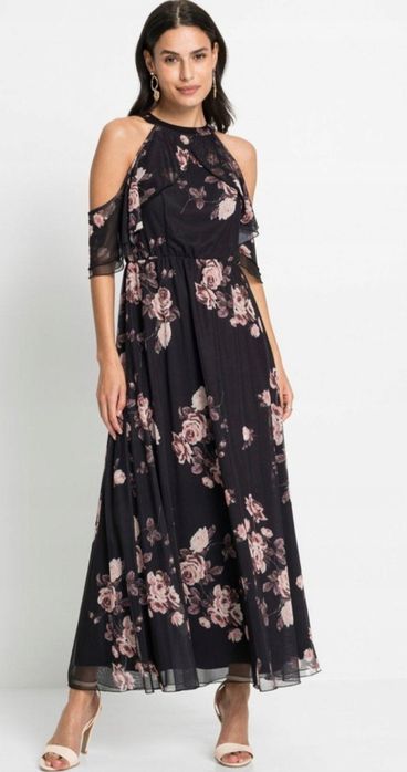 Elegancka okazyjna maxi sukienka z mojej szafy rozmiar 50/52