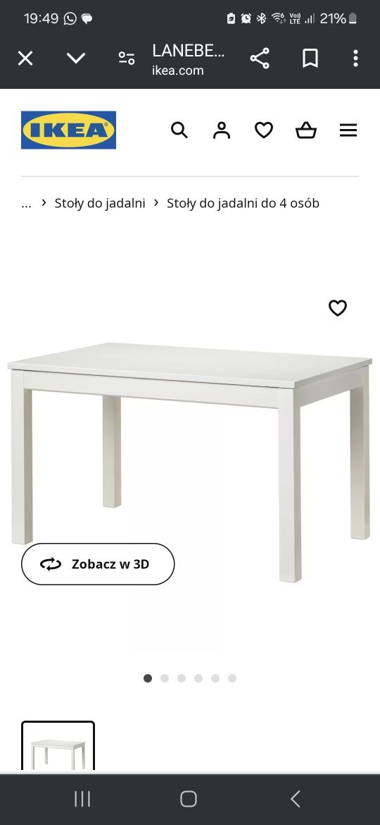 Stół Lanenerg Ikea bialy