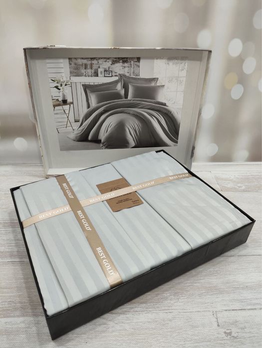 Комплект постельного белья Страйп Сатин BESTina Gold