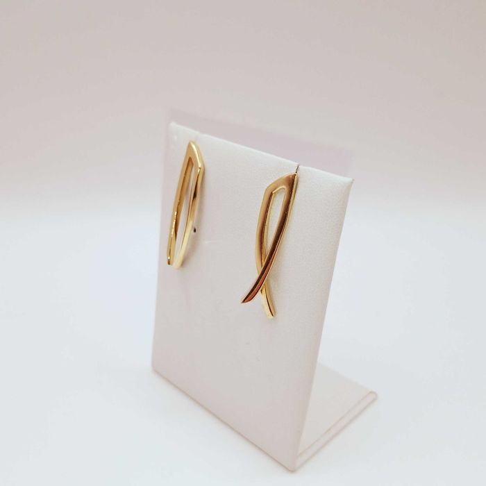 Złote kolczyki - długie złote pasy pr. 585, 4,25g.