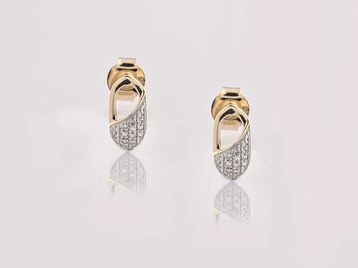 Brincos em Ouro Amarelo 14K com Diamantes – Proveniência Antuérpia