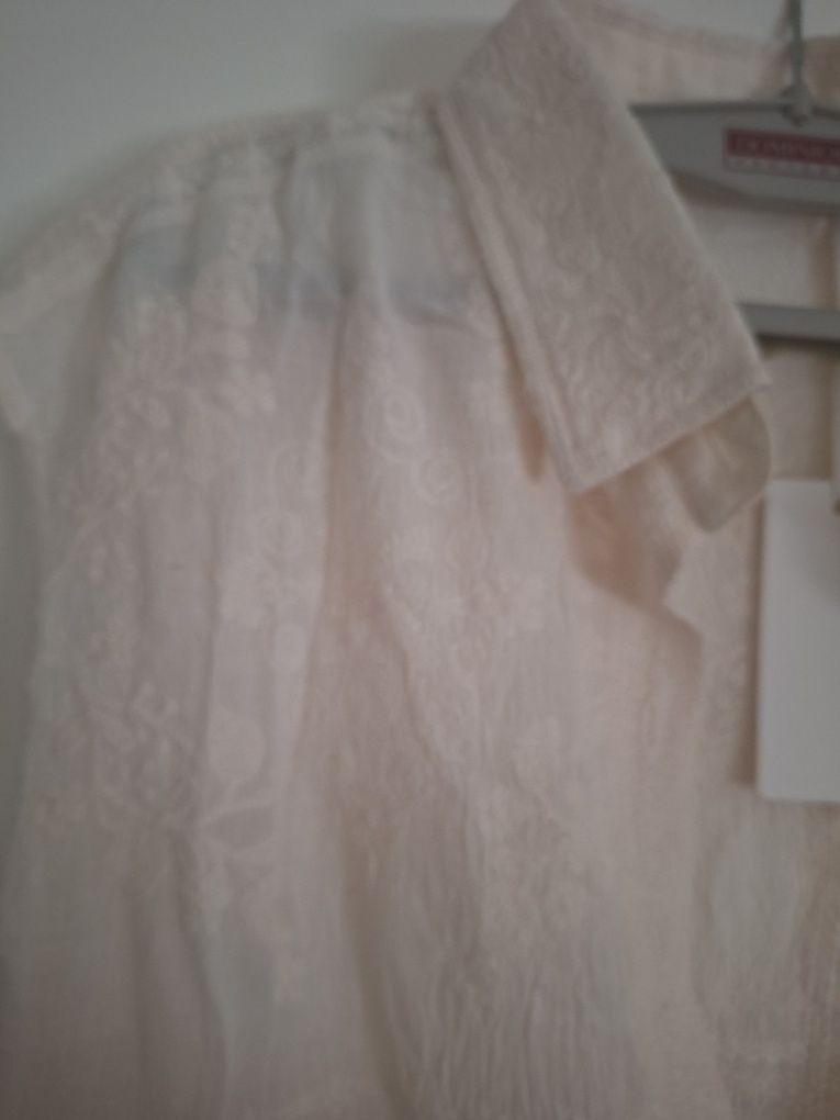 Camisa bordada beje veste xxl