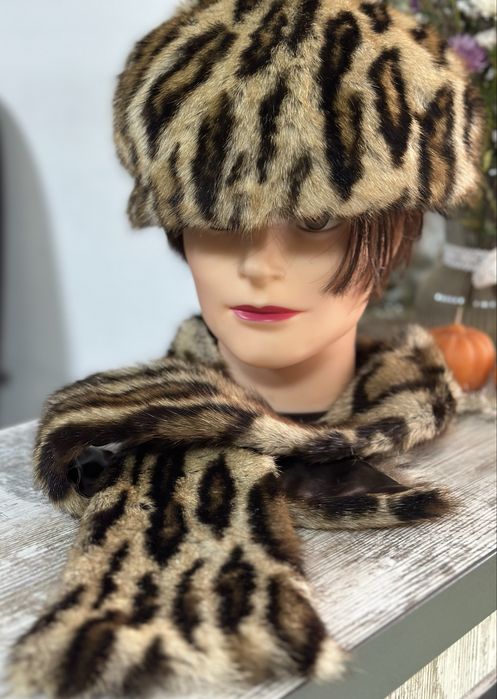 Шапка берет норкова набір натуральне хутро