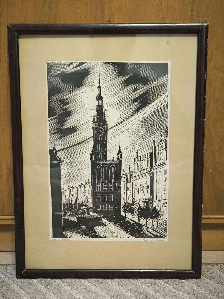 Grafika Poznań Ratusz Stefan Rassalski PRL