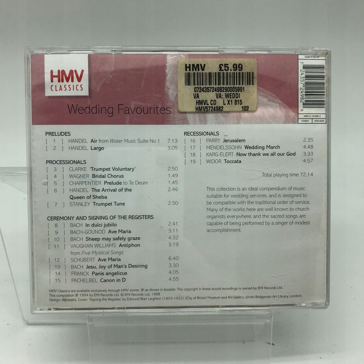 Cd - Various - Wedding Favourites Muzyka Klasyczna Składanka 1998