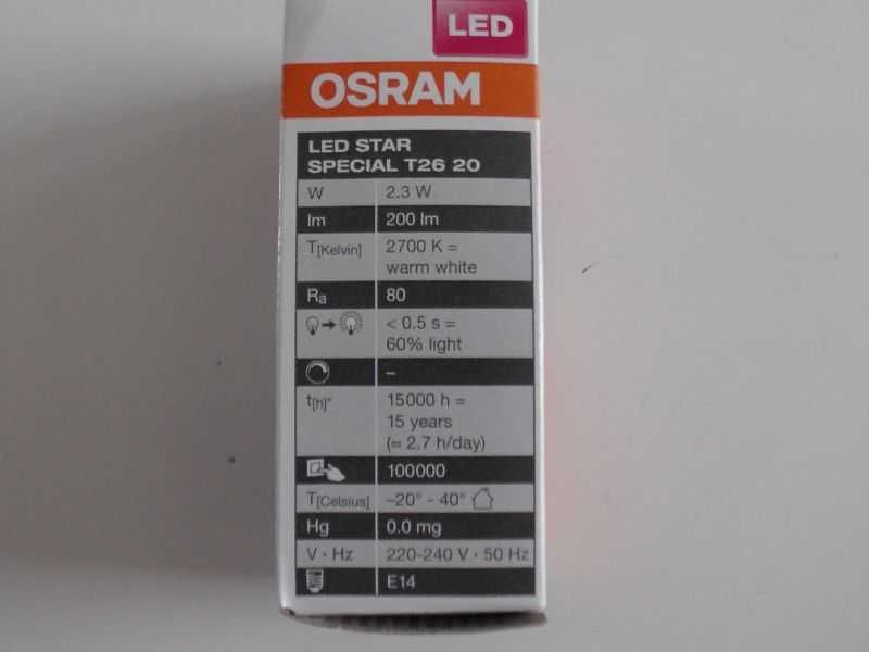 Żarówka LED OSRAM Mini E14 T26 2,3W 2700K 200lm