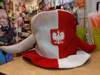 Kapelusz Polska, czapka kibica -czerwona, piłka nożna, czapka z orłem